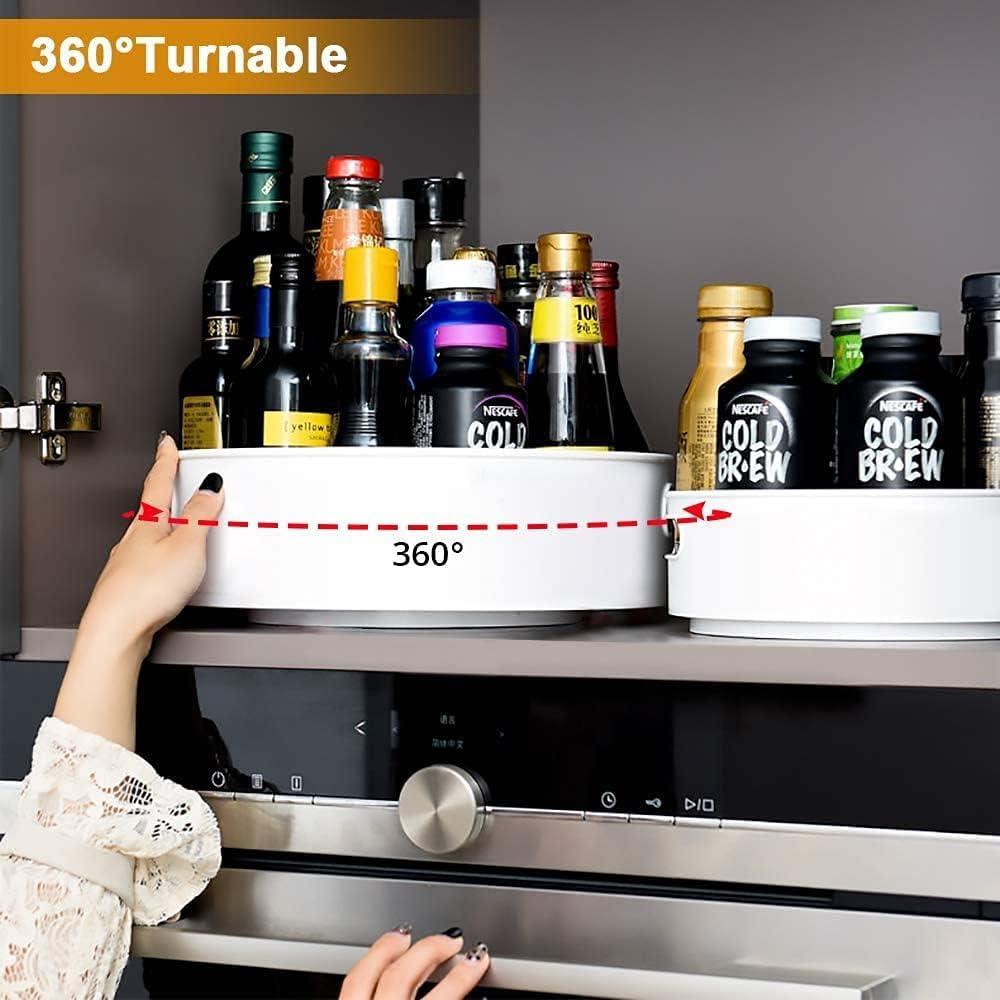 Multi-Purpose 360 deg Rotating Organizer Tray Use for Spice Rack, Cosmetic Organizer and Many more (Off-White Cream)