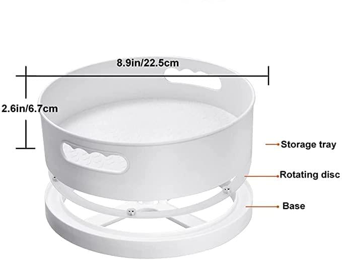 Multi-Purpose 360 deg Rotating Organizer Tray Use for Spice Rack, Cosmetic Organizer and Many more (Off-White Cream)